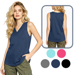 Mintong Tank Tops for Women Summer V Neck T Shirts Trendy Sleeveless Basic Tee Loose Fit 2026 Fashion