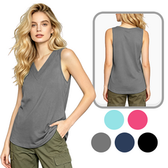 Mintong Tank Tops for Women Summer V Neck T Shirts Trendy Sleeveless Basic Tee Loose Fit 2026 Fashion