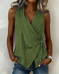 Crisscross Tie Solid Tank Top
