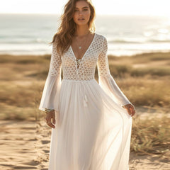 Boho High Waist Lace Cover Up Maxi Dress