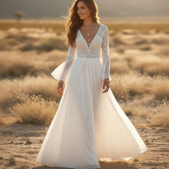 Boho High Waist Lace Cover Up Maxi Dress