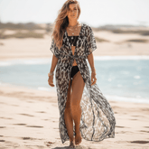 Leopard Print Kimono Bikini Cover Up
