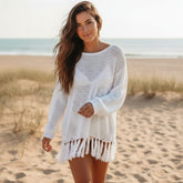 Boho Beach Crochet Knit Tassel Cover Up