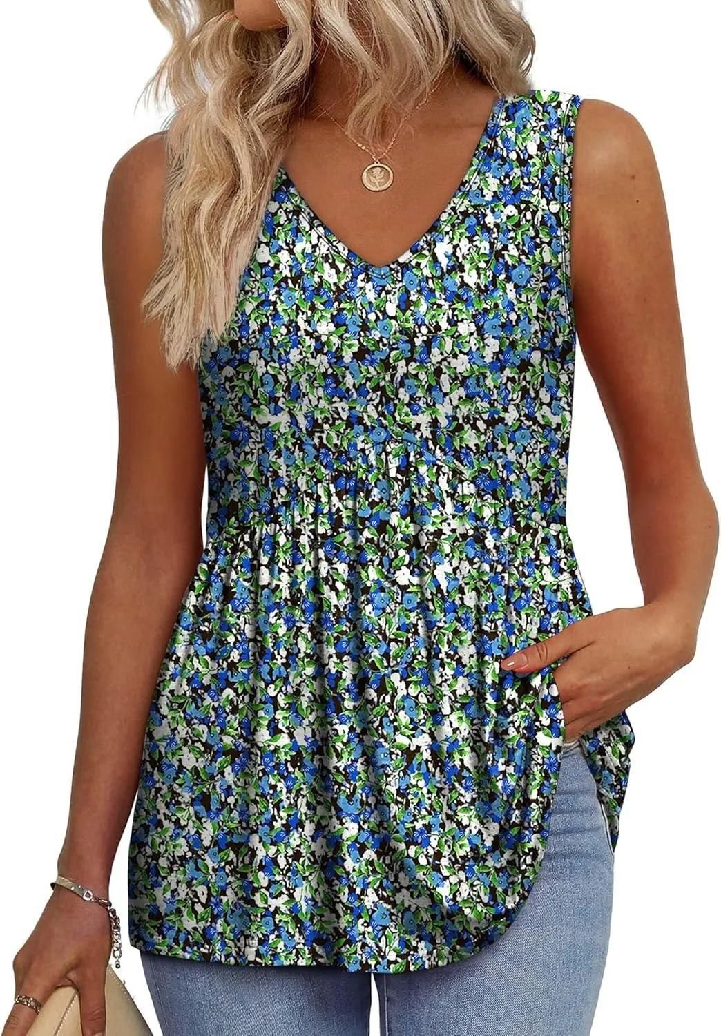 🏆2026 Women's Flowy Peplum Tank Top – V Neck Sleeveless Stretchy Summer Top
