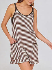 2026 Women's Striped V-Neck Tennis Dress with Built-in Shorts