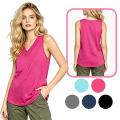 Mintong Tank Tops for Women Summer V Neck T Shirts Trendy Sleeveless Basic Tee Loose Fit 2026 Fashion