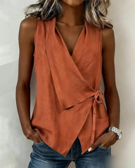 Crisscross Tie Solid Tank Top