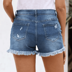 Women's Casual Mid Rise Denim Shorts Stretch Ripped Raw Hem Jean Shorts – Stylish & Comfortable Women's Fashion