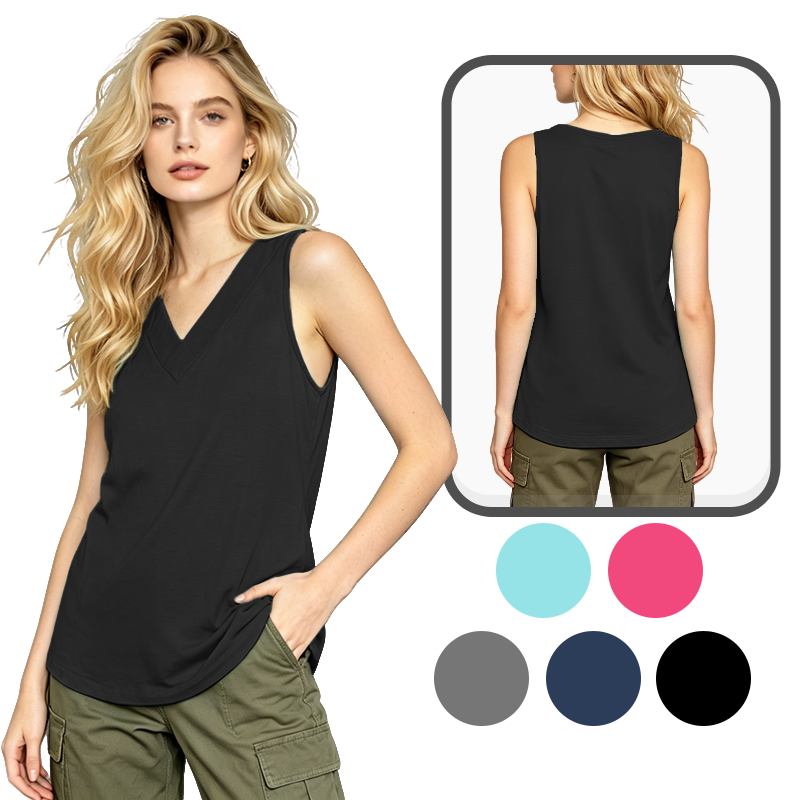 Mintong Tank Tops for Women Summer V Neck T Shirts Trendy Sleeveless Basic Tee Loose Fit 2026 Fashion