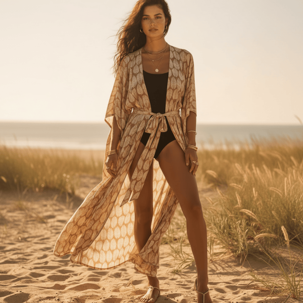 Long Floral Kimono Swimsuit Cover Up