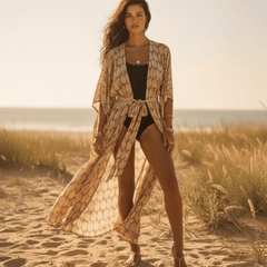 Long Floral Kimono Swimsuit Cover Up