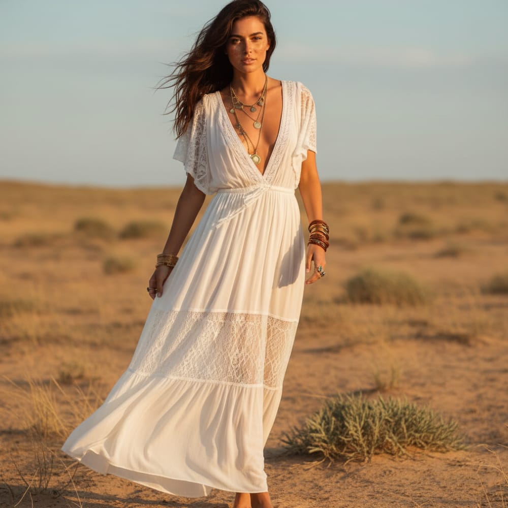 Lace Beach Cover Up Maxi Dress