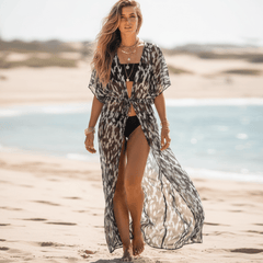 Leopard Print Kimono Bikini Cover Up