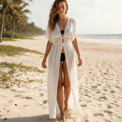 Long Kaftan Beach Cover up in Black and White
